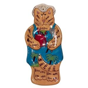 Catzilla Spoon Rest Candace Reiter Cat  Chef Crab‎ Orange Blue Good Handpainted